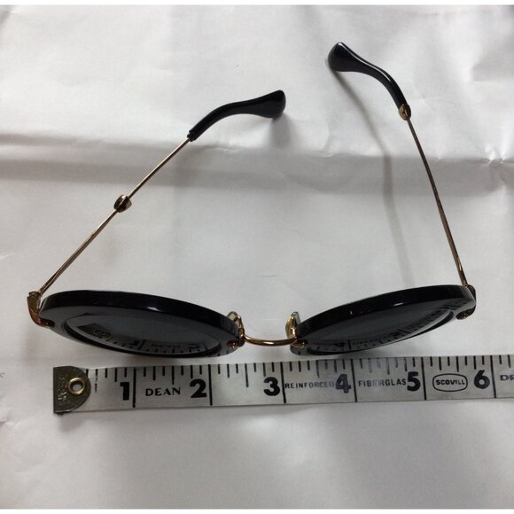 Miu Miu Round Black Sunglasses Made In Italy Gold Metal Arms CE UV Protection - Picture 14 of 15
